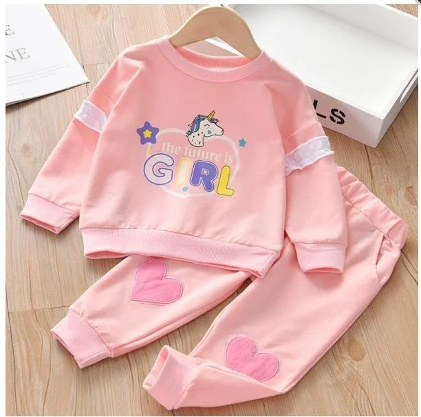 

Girls' Set Spring And Autumn Clothes New Girls' Baby Sweater Sports Pants Casual Two-piece Set Children's Wear