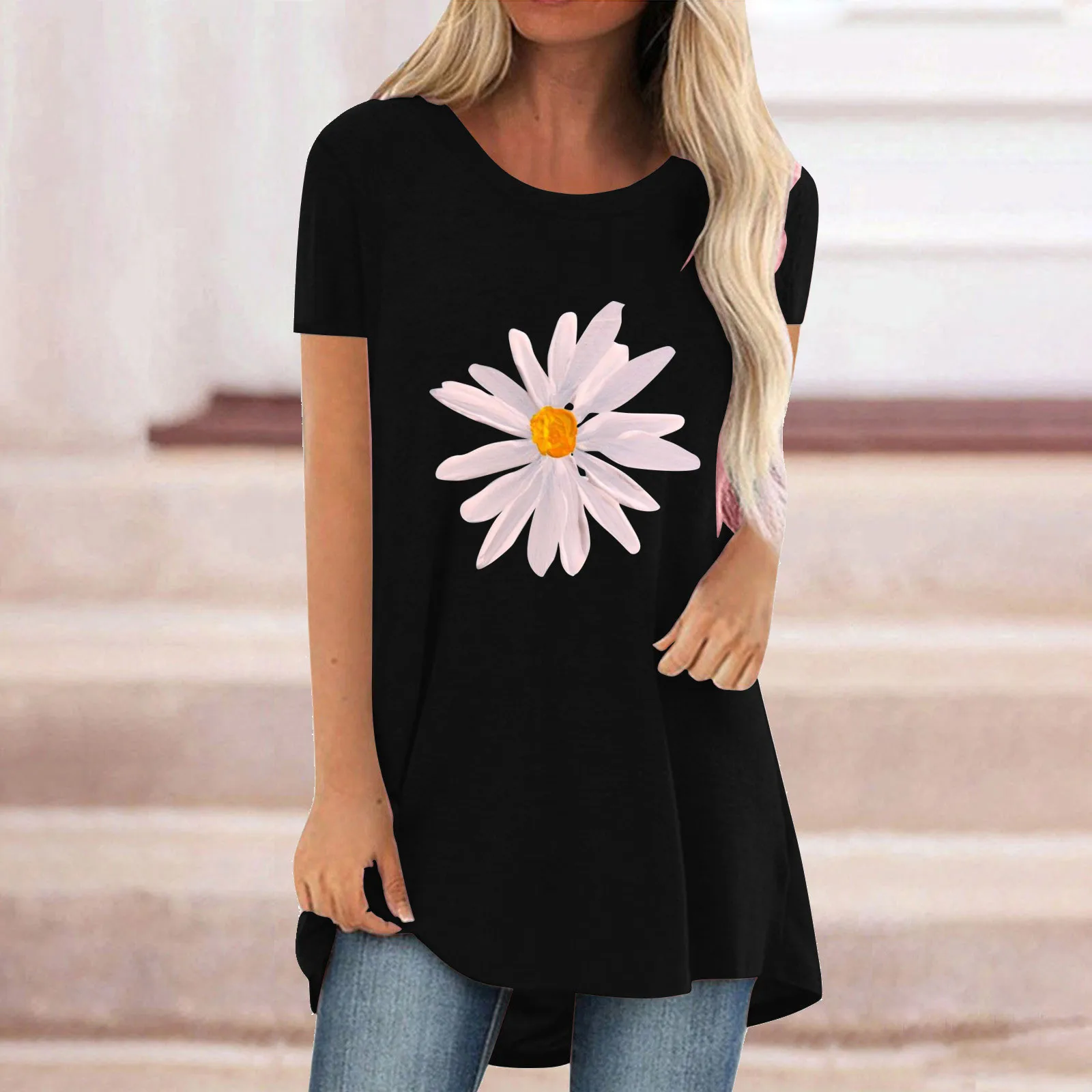 

Women Blouse Top Flower Print Stylish T-shirts T Shirts Long Sleeve Women