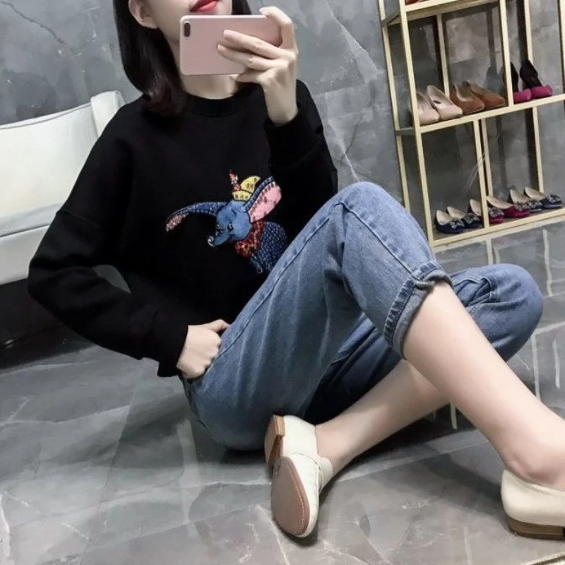 Новинка осенний свободный жакет с круглым вырезом Джокера Дамбо Wei Yi женский |