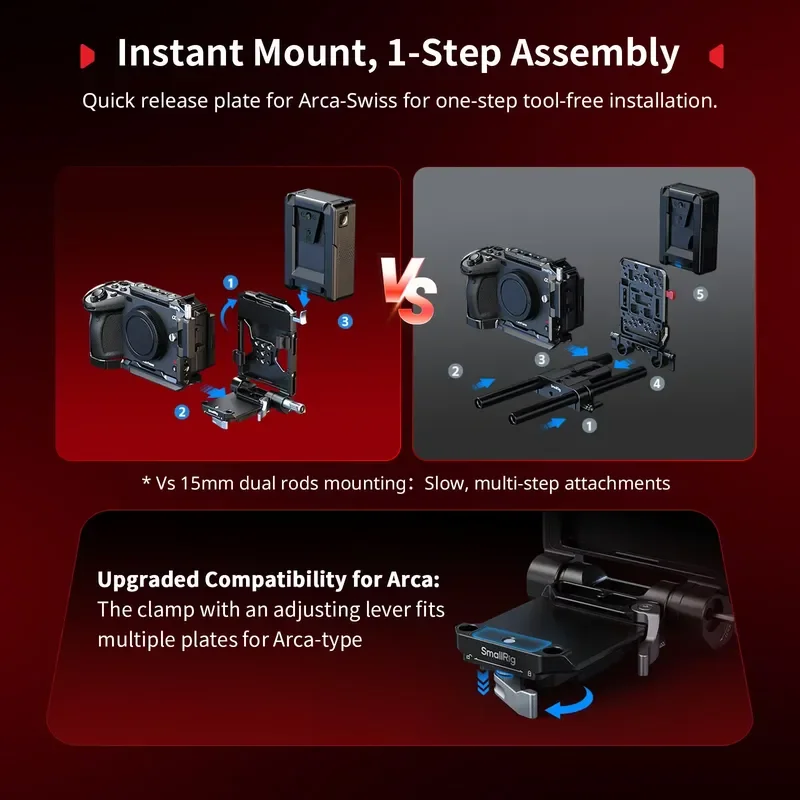 Фото Бренд SmallRig: Комплект креплений для аккумулятора V-Mount Pro для DSLR-камеры с пластиной Arca-Swiss и ЖК-экраном №3