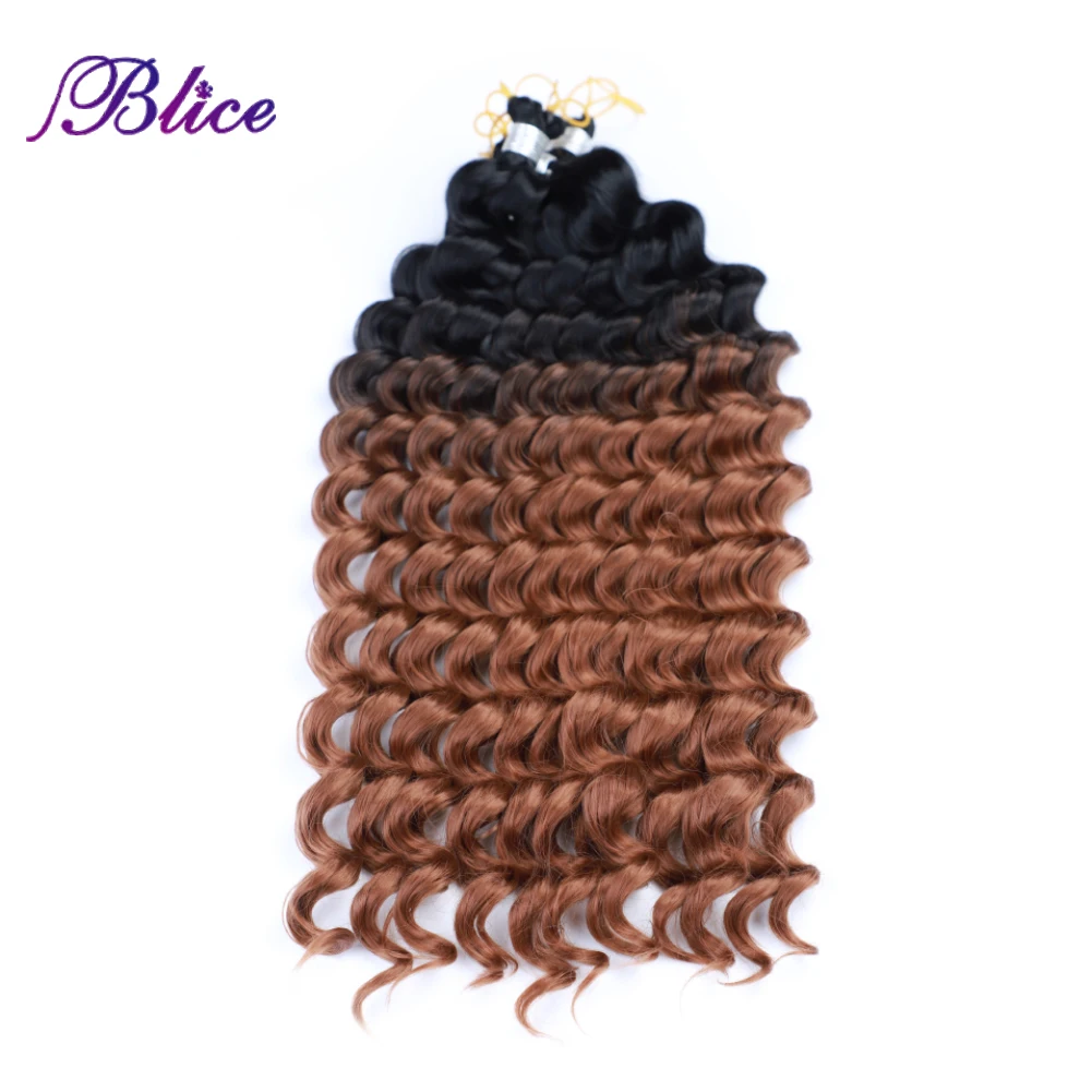 Blice Synthetic Braid Hair Extensions Deep Wave Omber Hair Bundles Long Freetress Crochet Latch Hair 24Inch Three Pieces Deal