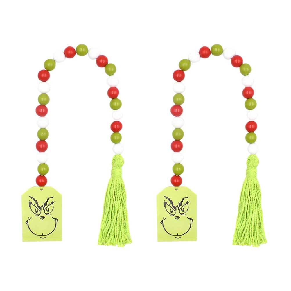 

Bead Garland Tassel Beads Wood Beaded Wooden Hanging Ornament String Christmas Diy Decor Pendant Party Wreath Decoration Chic