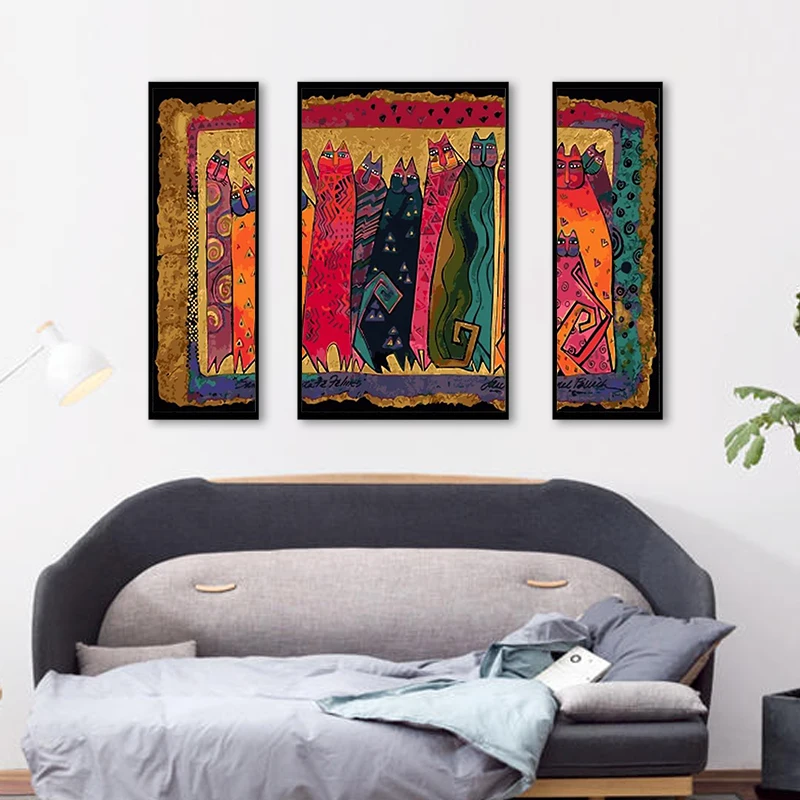 

CHENISTORY 3pcs DIY Digital Painting By Number Cat Abstract Modern Wall Art Canvas Acrylic Painting Kit Unique Gift Home Decor