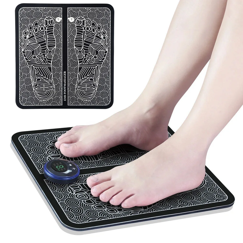 

Foot Massager Pad Electric EMS Feet Muscle Stimulator Tens Acupuncture ABS Pulse Massage Mat Relaxation Relieve Pain Health Care