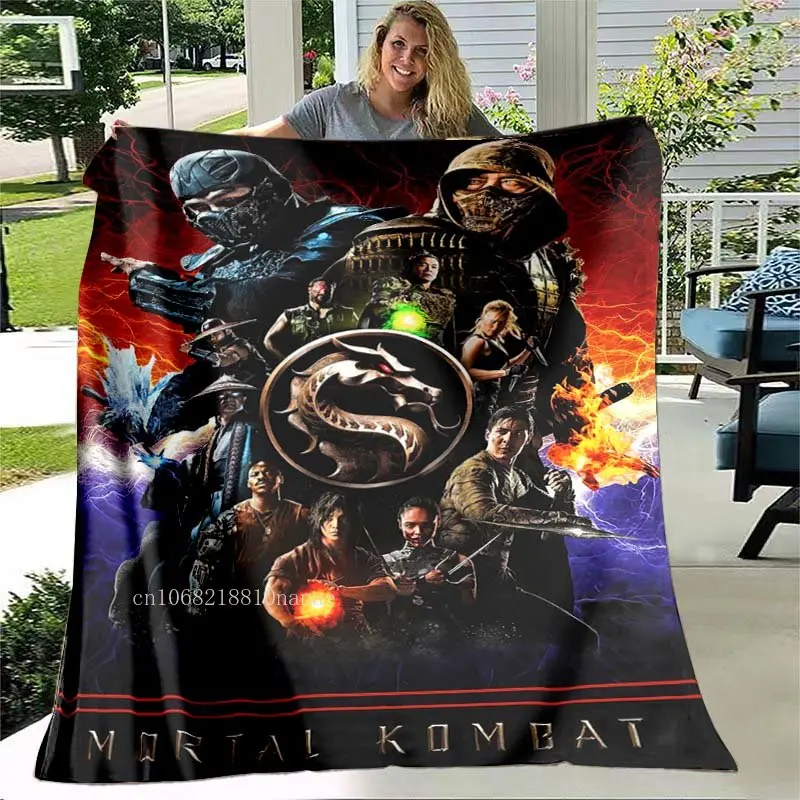 

Одеяло Mortal Kombat с принтом логотипа, мультяшный игровой постер, теплое фланелевое одеяло, мягкое удобное плюшевое домашнее дорожное, подарок на день рождения