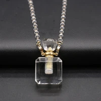 natural stone perfume bottle necklace simple essential oil diffuser crystal pendant for women girls necklace jewelry gifts