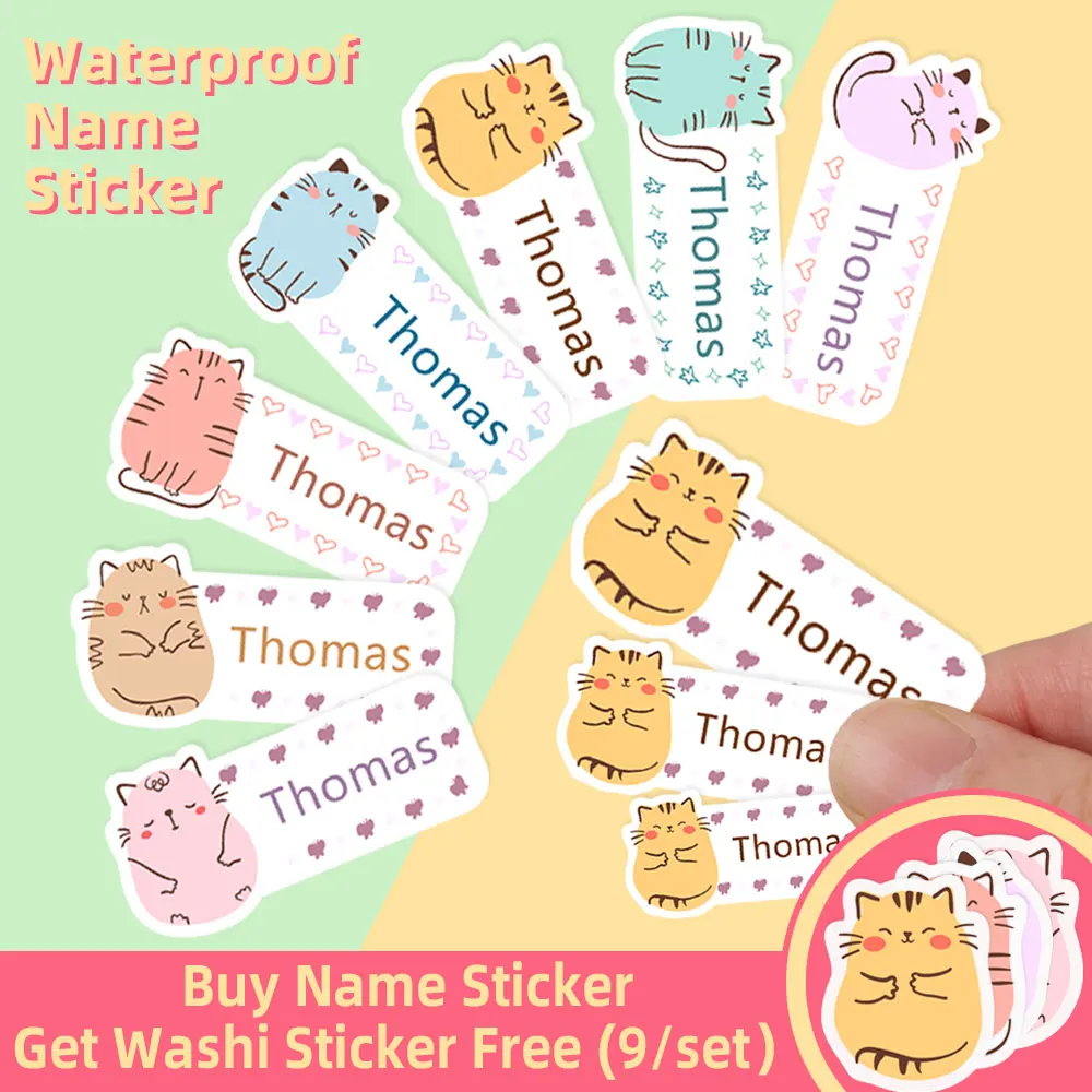 Custom Iron on Name Sticker for Kids School Clothes Waterproof Clothing Tags Transparent Label Personalized Child Washi Stickers