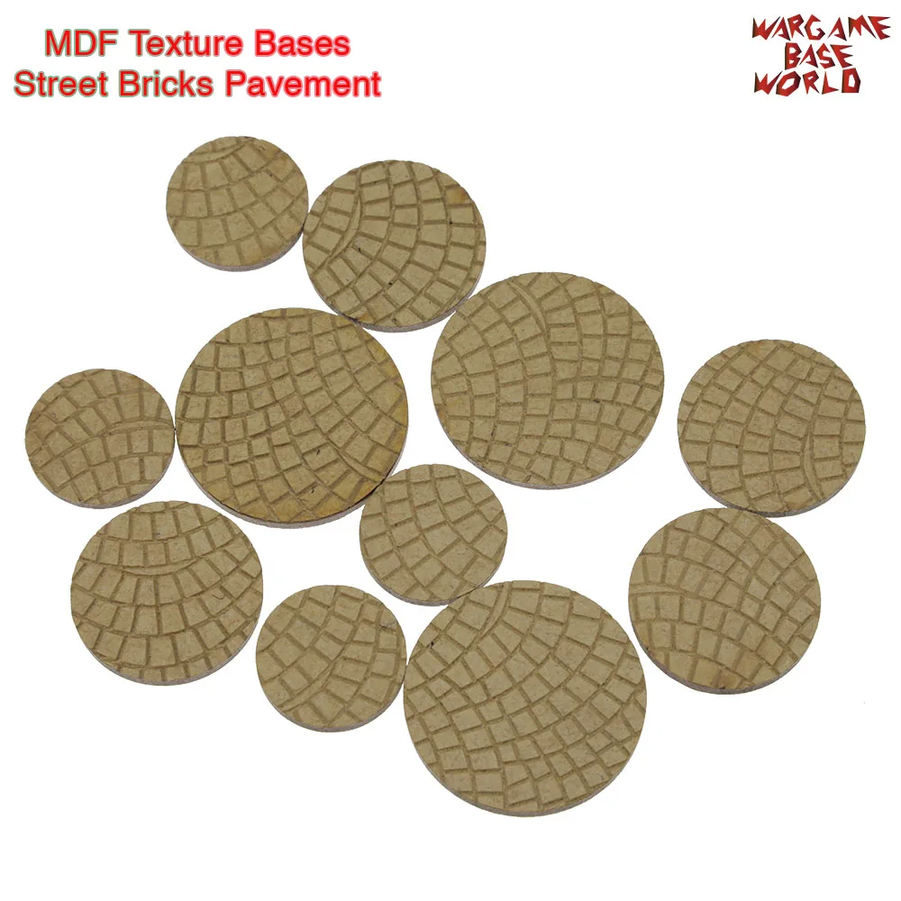 

MDF Texture Bases - 25mm - 40mm Street Bricks Pavement Texture bases- Laser Cut