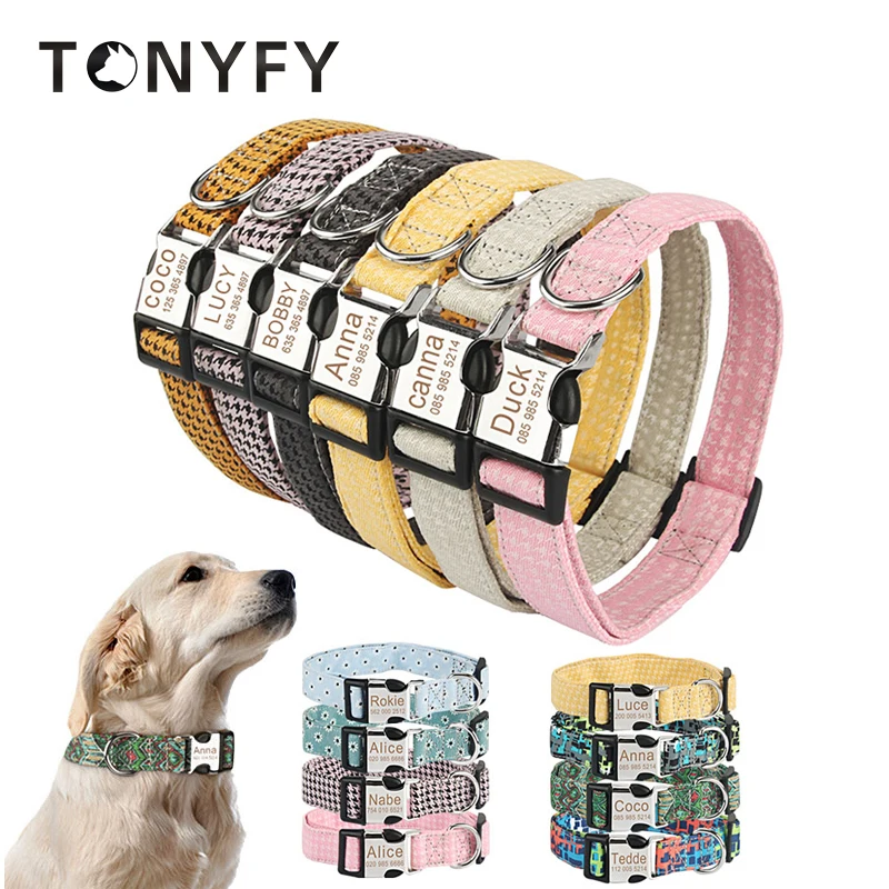 

Pet Dog Collar Custom Personalized Name ID Cat Dog Leashes Tag Collar Leash Set Daily Outdoor Sport Training For Medium Big Pet
