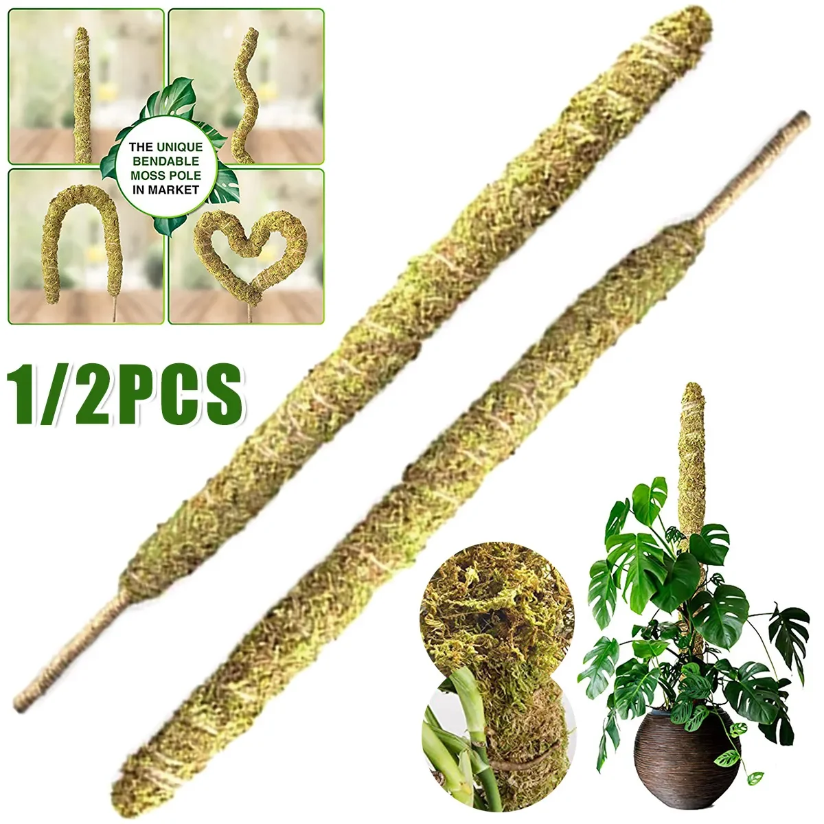

Safe Natural Moss Pole Bendable Moss Plant Support Gardening Tools for Indoor Climbing Plant Pottted Plant Creeper Vine