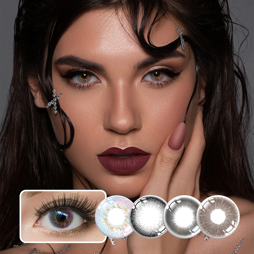 

2 шт., натуральные контактные линзы для глаз с чехлом для хранения линз