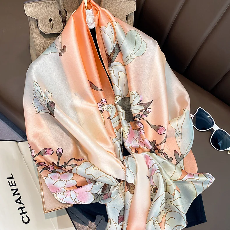 

Luxury Brand 2022 Silk Scarf Women Large Shawls Pashmina Hijab Foulard Echarpe Design Print Lady Beach Stole Head Scarves