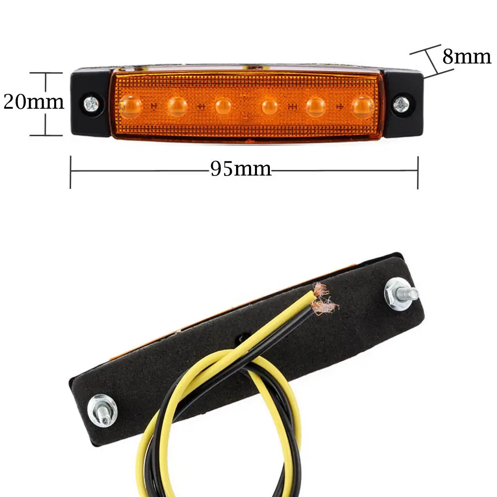 

Boat Truck Taillight Lamp Indicators Light Black+Amber Taillight DC 12V 6 LED