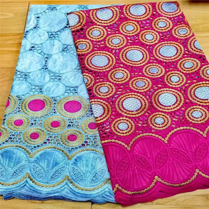 

2.5 yard Swiss voile lace fabric+2.5 yard Bazin Riche Brode heavy beaded embroidery African cotton fabrics popular Dubai style