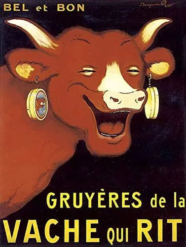 

Funny Laughing Cow French Country Home La vache qui rit Metal Plaque Tin Sign for Street Shop Kitchen Bar Restaurant 16x12inch