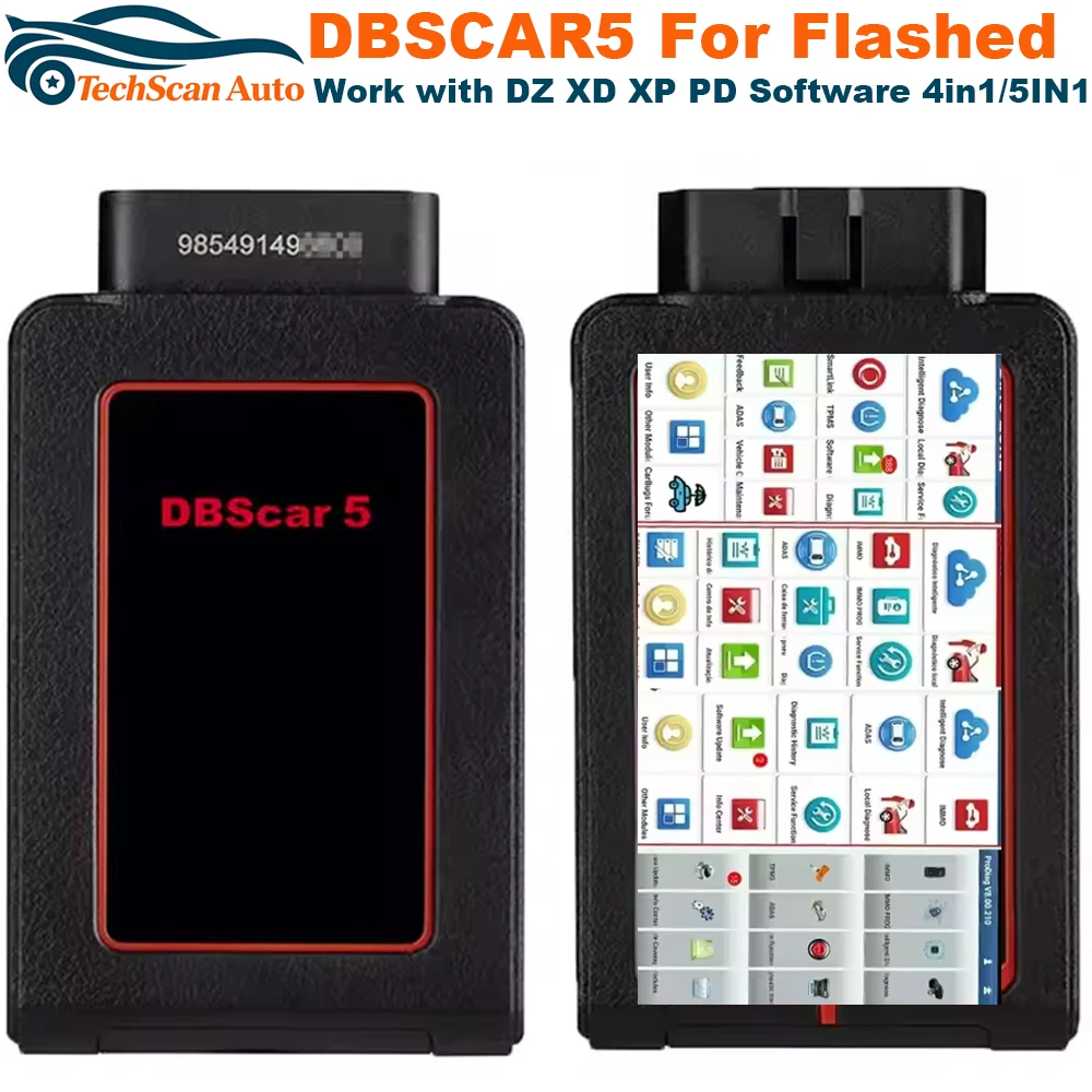 Фото Диагностический сканер LAUNCH DBSCAR 5-в-1 (4-в-1) OBD2 с Bluetooth-подключением для всех систем, совместимый с программным обеспечением DZ, XD, XP, PD – инструмент для диагностики автомобилей №1
