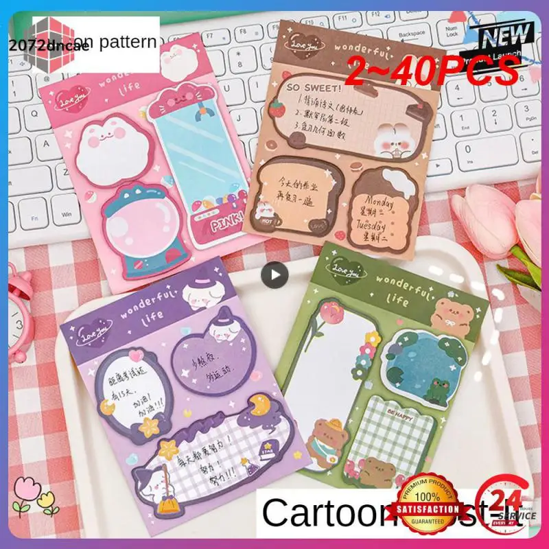 

2~40PCS 60sheets Sticky Notes Cute Cartoon Colorful Memo Pad Ins Kawaii Stationery Posted Tabs Its Memo Message Paper School