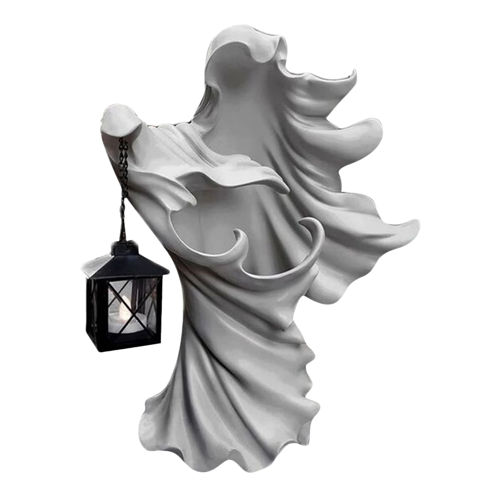 

Ghost Statue Prop Party Gift Realistic Hell Messenger With Lantern Resin Sculpture Office Witch Home Decoration Garden Halloween