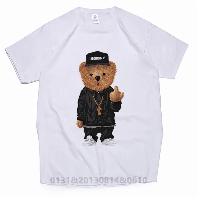 

Women's T-shirt Middle Finger Bear Printed Tshirt Female Casual T Shirt Cartoon Bear Female Summer Short Sleeved Unisex Top Tees