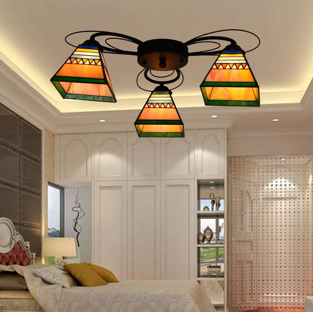 Люстра Тиффани 3 креативная потолочная лампа с несколькими насадками простая в