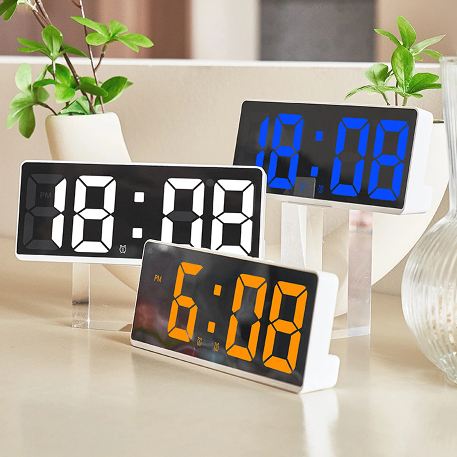 

Креативные часы с цифрами, цветные ночники, температура, календарь, будильник, будильник, большой номер, электронные часы, подсветка, домашний декор