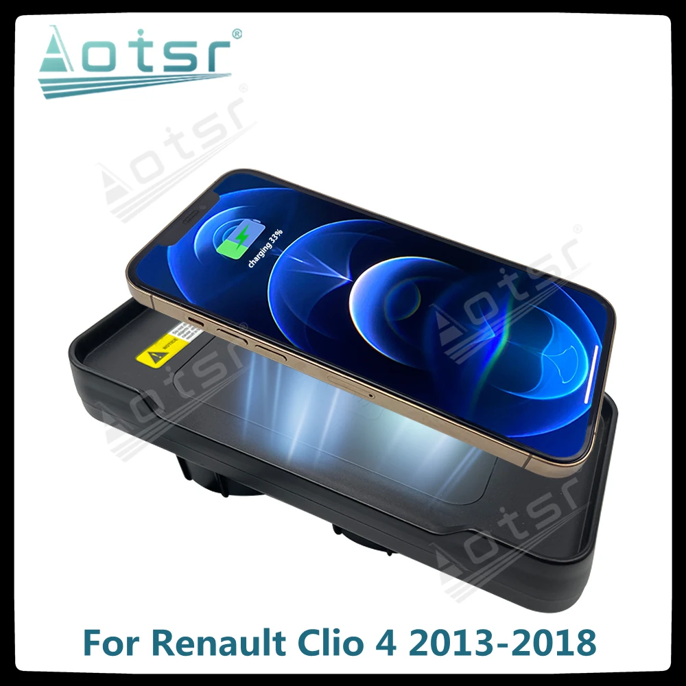 

QI Car Wireless Charger Fast Charging For Renault Clio 2013-2018 Intelligent Infrared Phone holder For Iphone Samsung