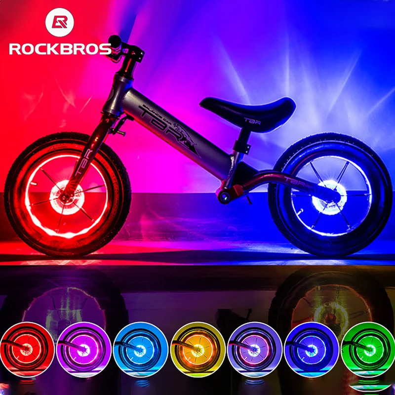 

ROCKBROS Children's Balance Bike Spoke Light MTB Wheel Light Kids Gift Smart LED Lamp Front And Rear Wheels Bicycle Accessories