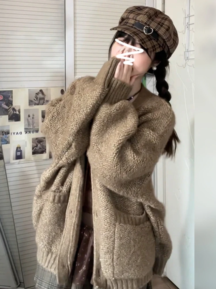 Мягкий клейкий свободный свитер в стиле ретро верхняя одежда для женщин осень и