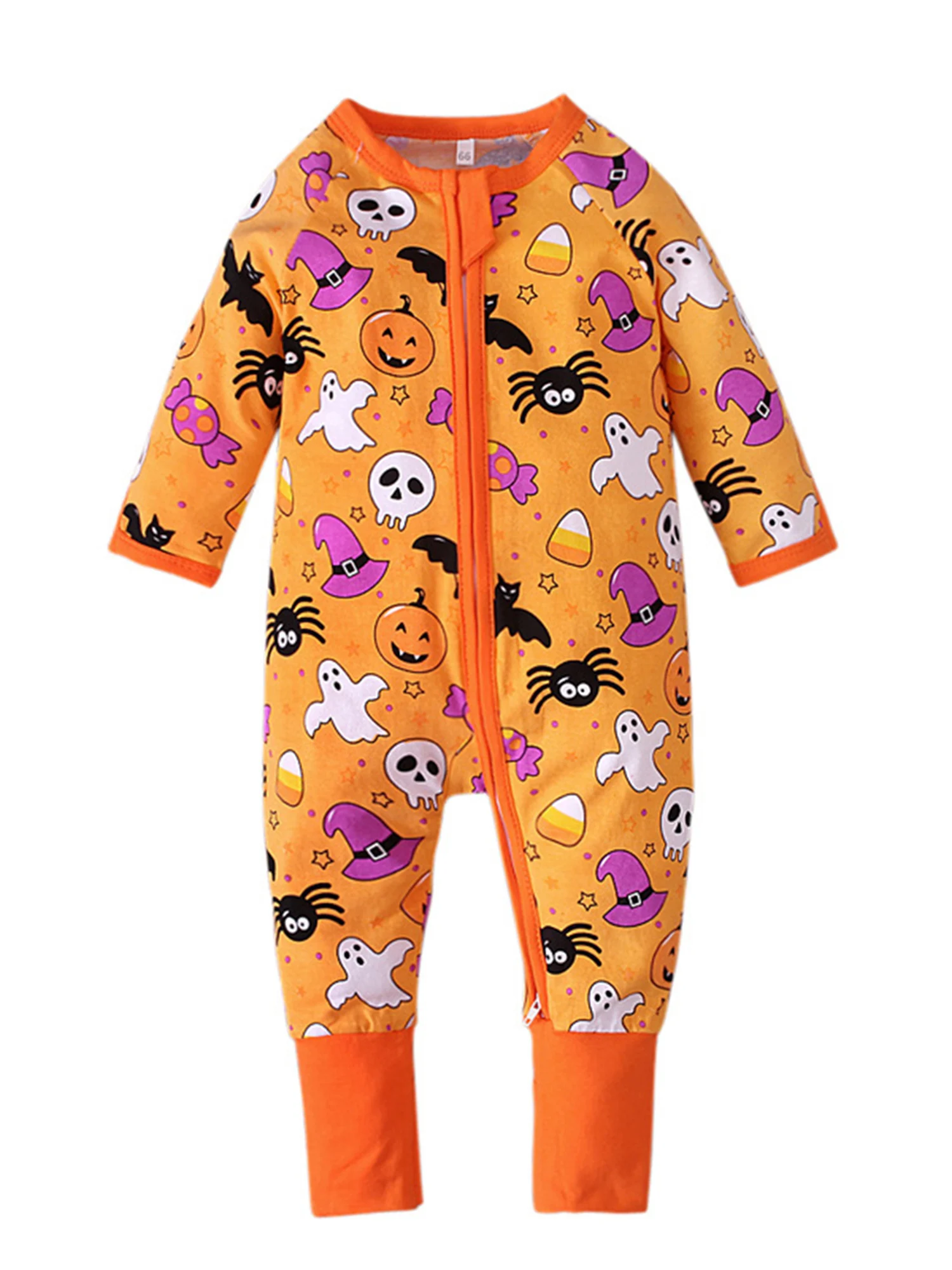 

Unisex Infant Baby Boy Girl Jumpsuit Ghost Print Long SLeeve Round Neck Zipper Romper