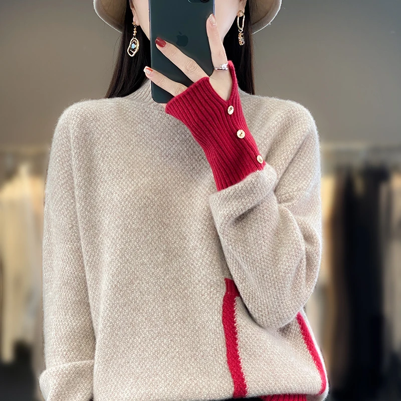 Новый осенне-зимний свитер из 100% мериноса и кашемира женский вязаный пуловер с