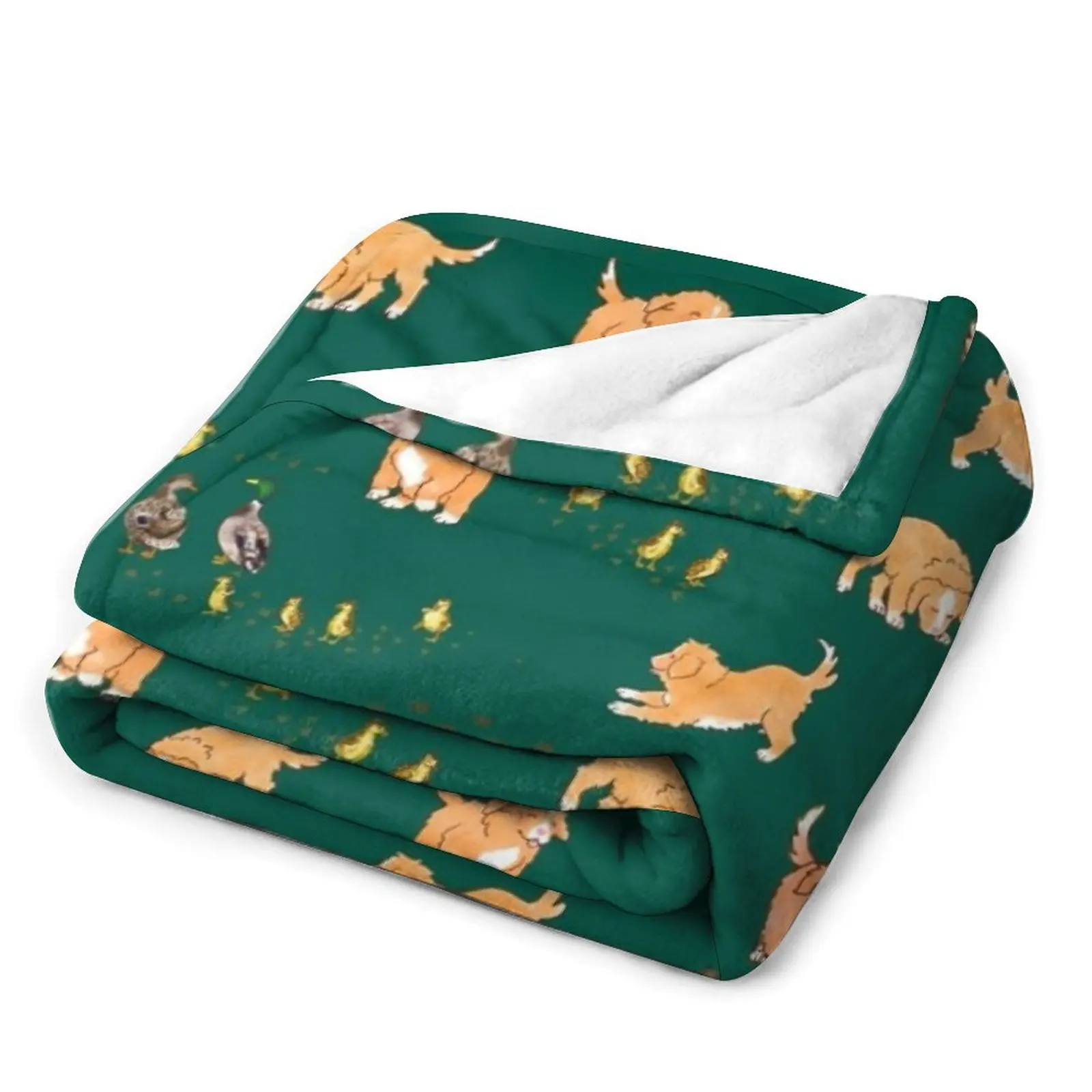 Толлер щенки и утки - лесно-зеленое одеяло свободные термоодеяла для детских