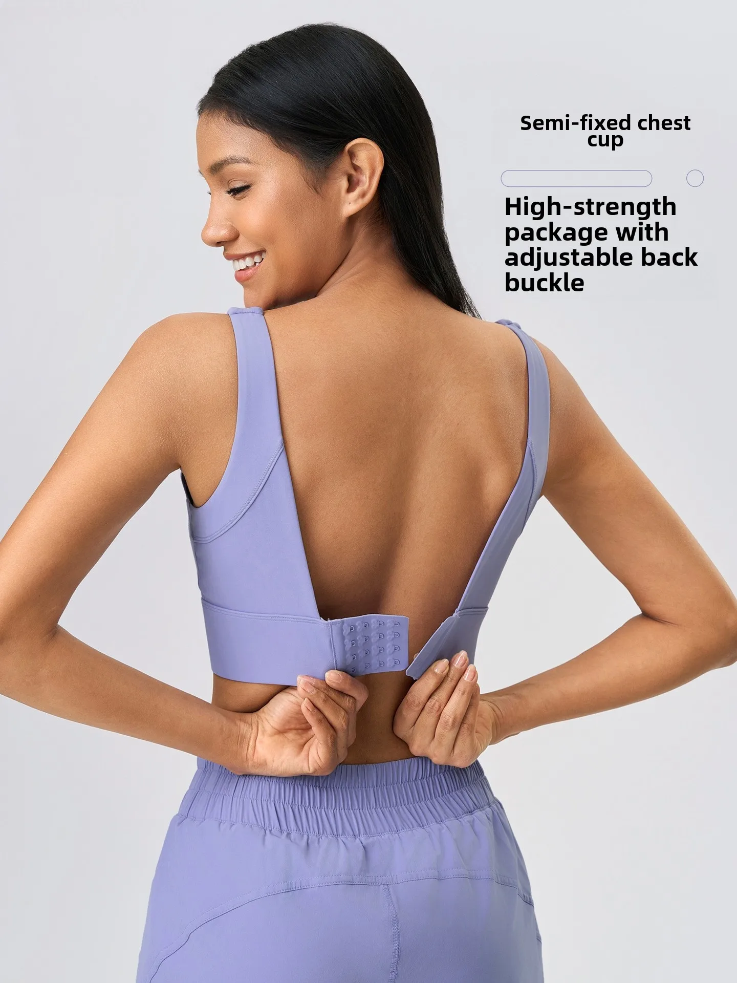 Полуфиксированный бюстгальтер для йоги с эффектом пуш-ап защитой от ударов и