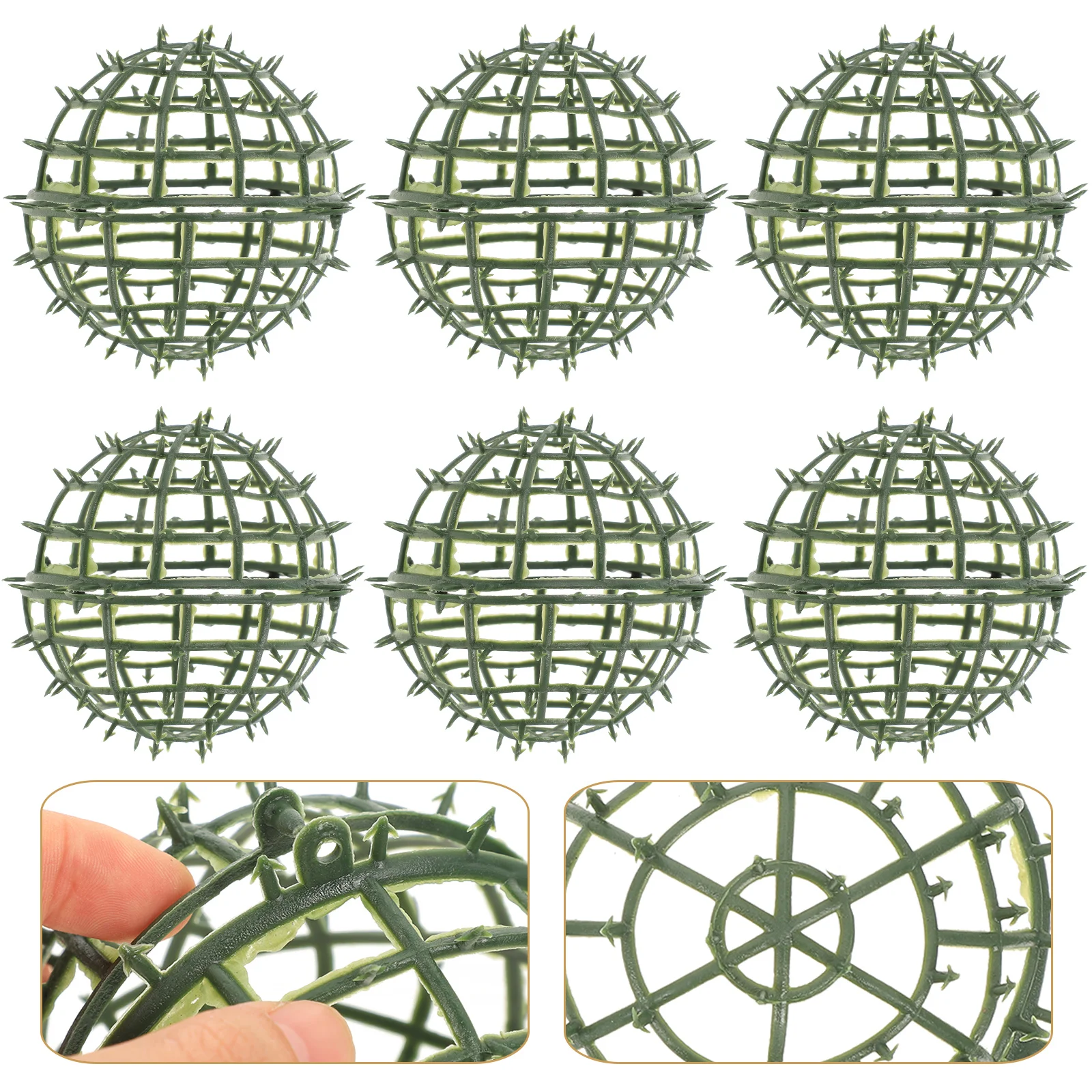 

6 Pcs Flower Arrangement Green Ball Frames Holding Rack Garden Supply Faux Greenery String Grass Wedding Supplies Plastic DIY