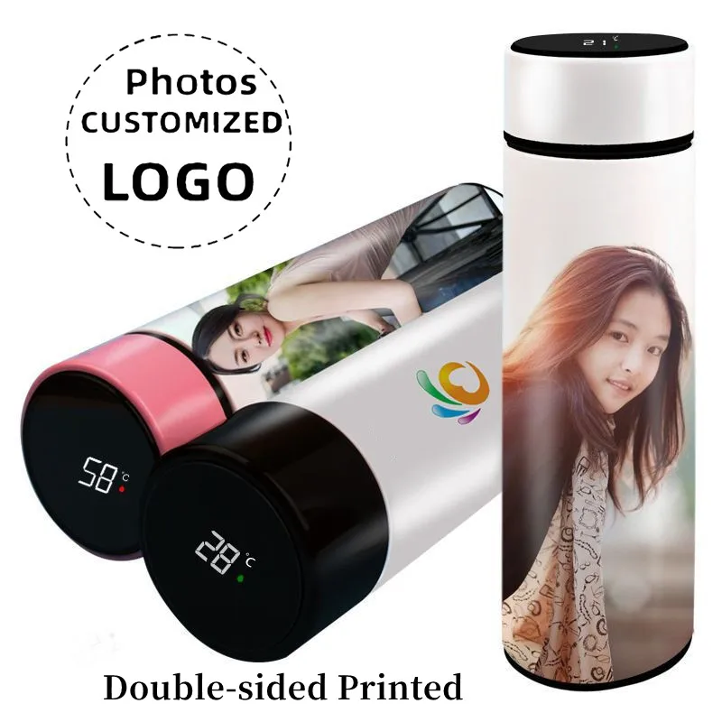 Cups Customized Water Bottle Temperature Led Display Vacuum Flask Stainless Steel