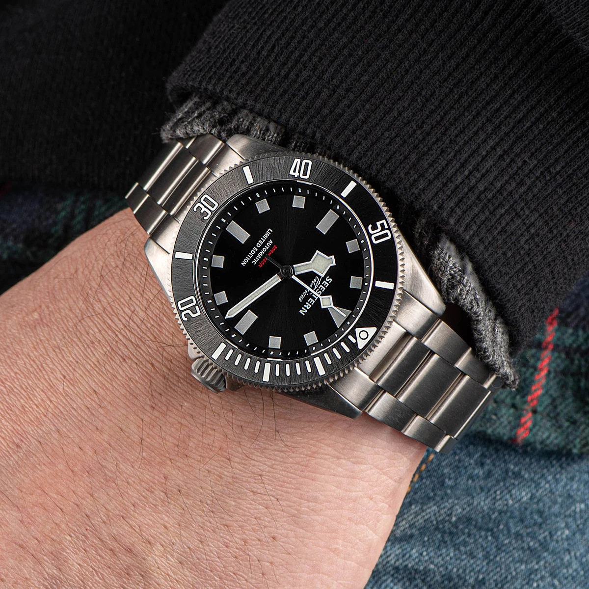 SEESTERN Titanium Diver Watch for Men Automatic Mechanical Wristwatch NH38 Movement Sapphire Glass 20ATM Waterproof Luminous New images - 6