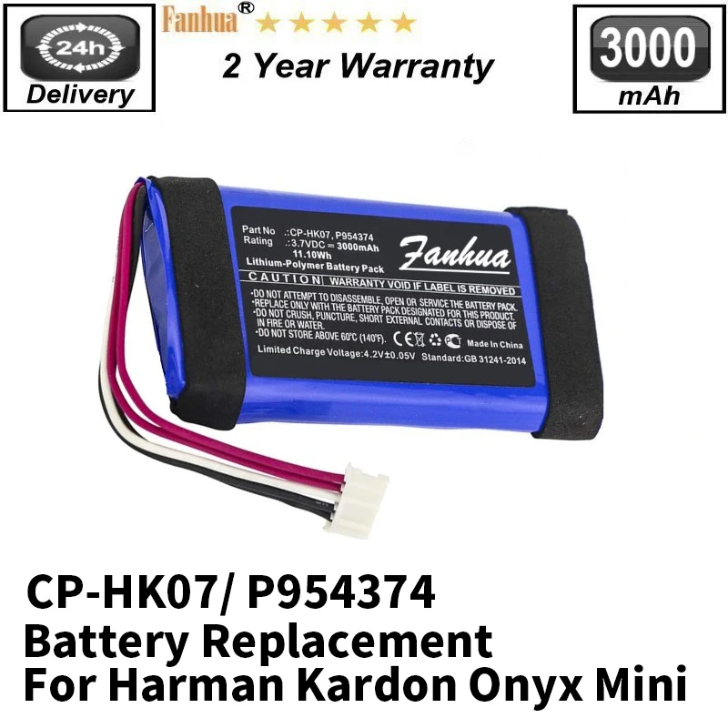

3.7V Li-ion 3000mAh for Harman Kardon CP-HK07, P954374, Onyx Mini Battery Replacement for Harman Kardon Onyx Mini