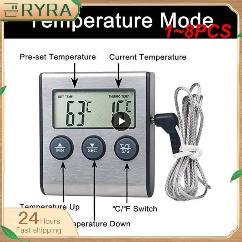 

1~8PCS Kitchen Digital Timer Minute Second Timer LCD Digital Screen Alarm Clock Cooking Count Up Countdown Stopwatch Sport