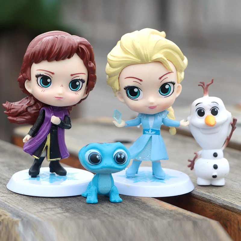 

Disney Princess Figure Frozen 2Q Elsa Princess Olaf Anna Princess Anime Doll Model Cake Ornament Girl Toys Gifts
