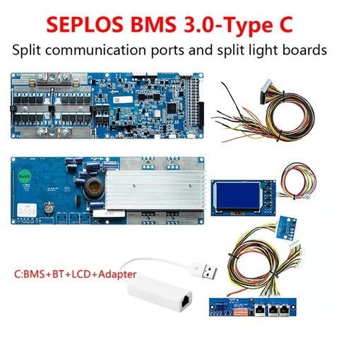 Seplos BMS 24 в 48 в 100 А 150 А 200 А 7S 13S 14S 8S 15S 16S LFP с Bluetooth ЖК-экраном Smart BMS Li-Ion LiFePO4 Инвертор батареи