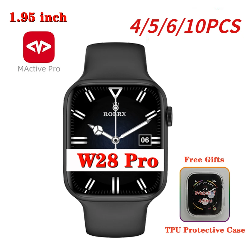

4/5/6/10PCS W28 Pro Smart Watch Free gifts 1.95 inch BIG Women Men Wireless charging NFC Push Message Wholesale Smart Watch