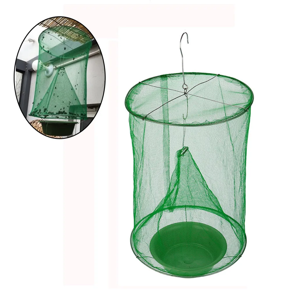 

2PCS Reusable Hanging Folding Fly Wasp Trap Cage Net Flies Catcher Killer Cage Bait Pot Pest Insect Control Farm Garden Supplies