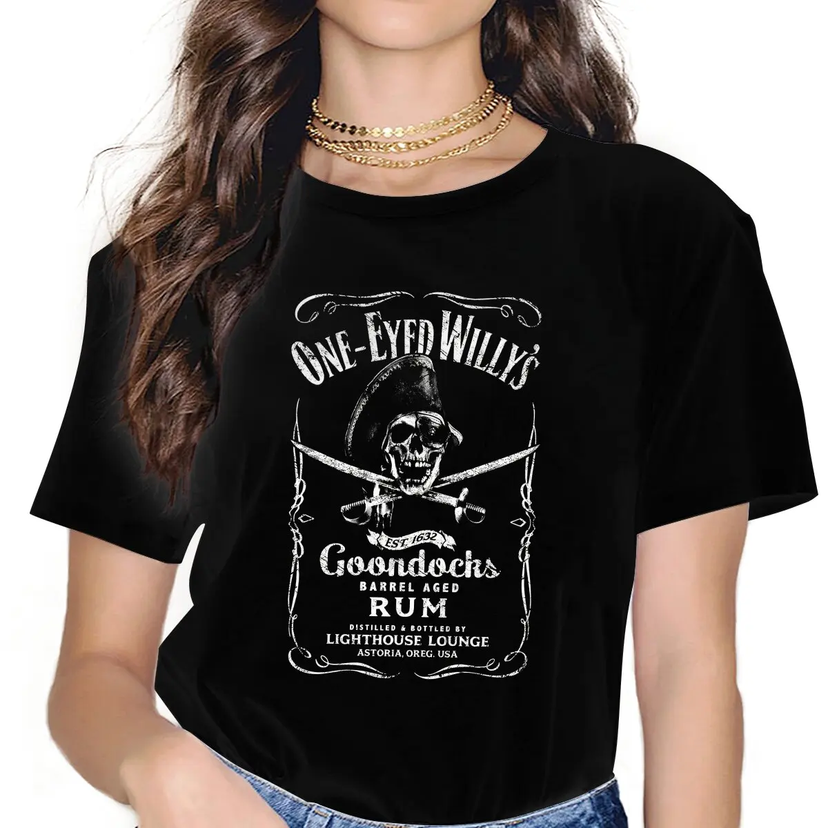 

The Goonies Never Say Die One-Eyed Willy's Rum Tshirt Homme Women's Tees Unisex Polyester Blusas T Shirt For Women