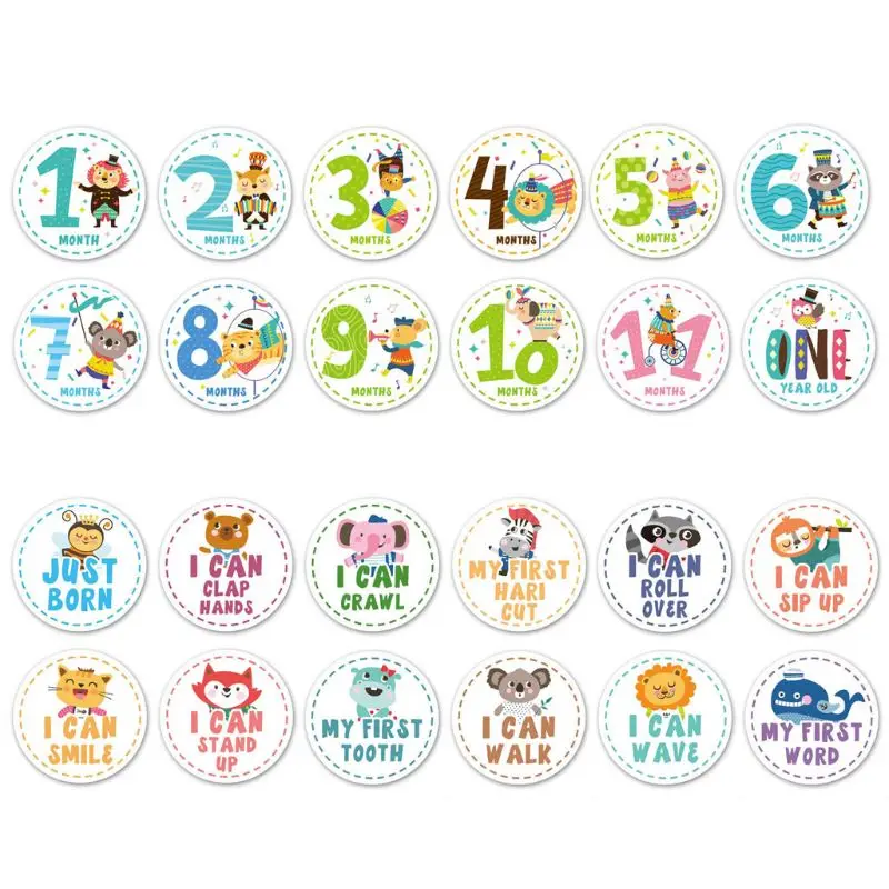

12 Pcs Month Sticker Baby Photography Milestone Memorial Monthly Newborn Kids Commemorative Card Number Photo Props