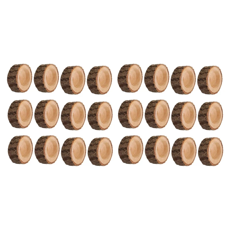 

Hot YO-24Pcs Wooden Candle Holder,Votive Tealight Holder For Wedding Party For Table,Halloween Christmas Party Home Decor