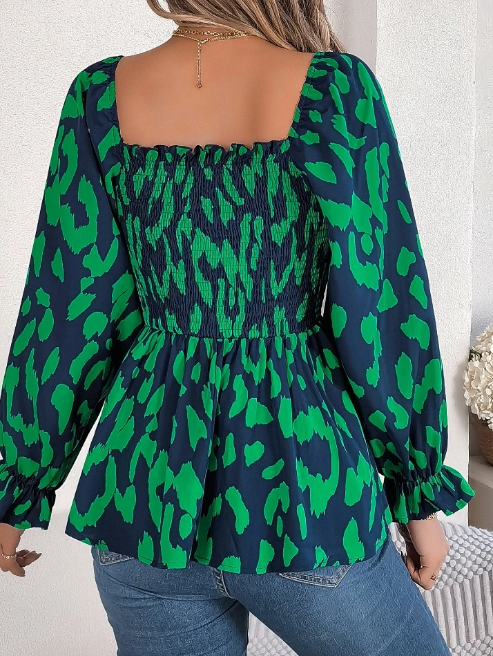 Женские блузки тренд 2024 элегантная шифоновая блузка с квадратным воротником и