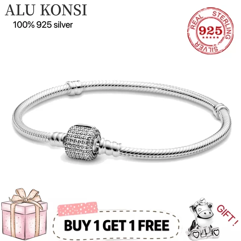 

Оригинальный Роскошный настоящий браслет из серебра 100% пробы для женской подвески, ювелирные изделия высокого качества «сделай сам»