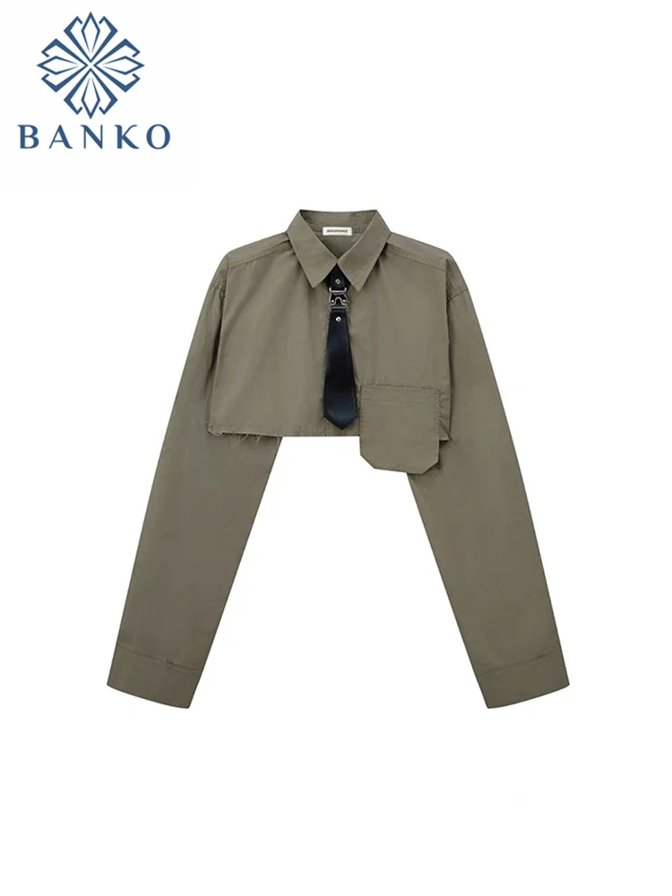 

Summer Solid Color Loose Women Crop Shirt Spring New Lapel Lantern Sleeve Design Female Single Breasted Aesthetic Clubwear Y2K
