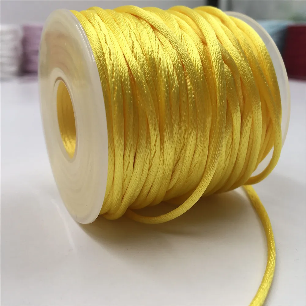 

2mm Yellow Rattail Satin Cord Thread Chinese Knot Macrame Bracelet Braided String DIY Tassels Beading Thread 10-225meters