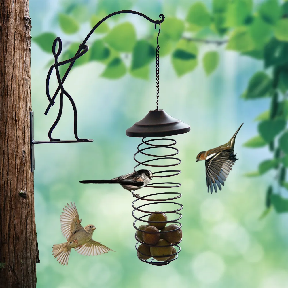 

2023 Iron Bird Feeder Outdoor Hanging Feeding Portable Wild Birds Grease Ball Holder Feeder Park Garden Pet Bird Supply New