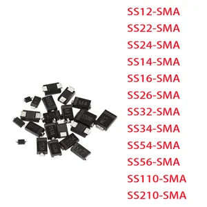 50PCS Schottky rectifier diode SS12 SS14 SS16 SS22 SS24 SS26 SS32 SS34 SS36 SS54 SS56 SS110 SS210 SB1100 1N5817 SR360 DO-214AC